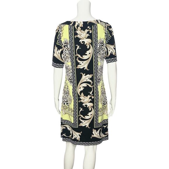 Etcetera Enchanted neo- classical motif print stretch jersey dress Sz6 - Picture 2 of 4